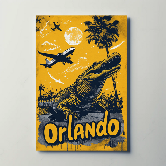 Orlando Vintage Poster - Gator and Airplanes