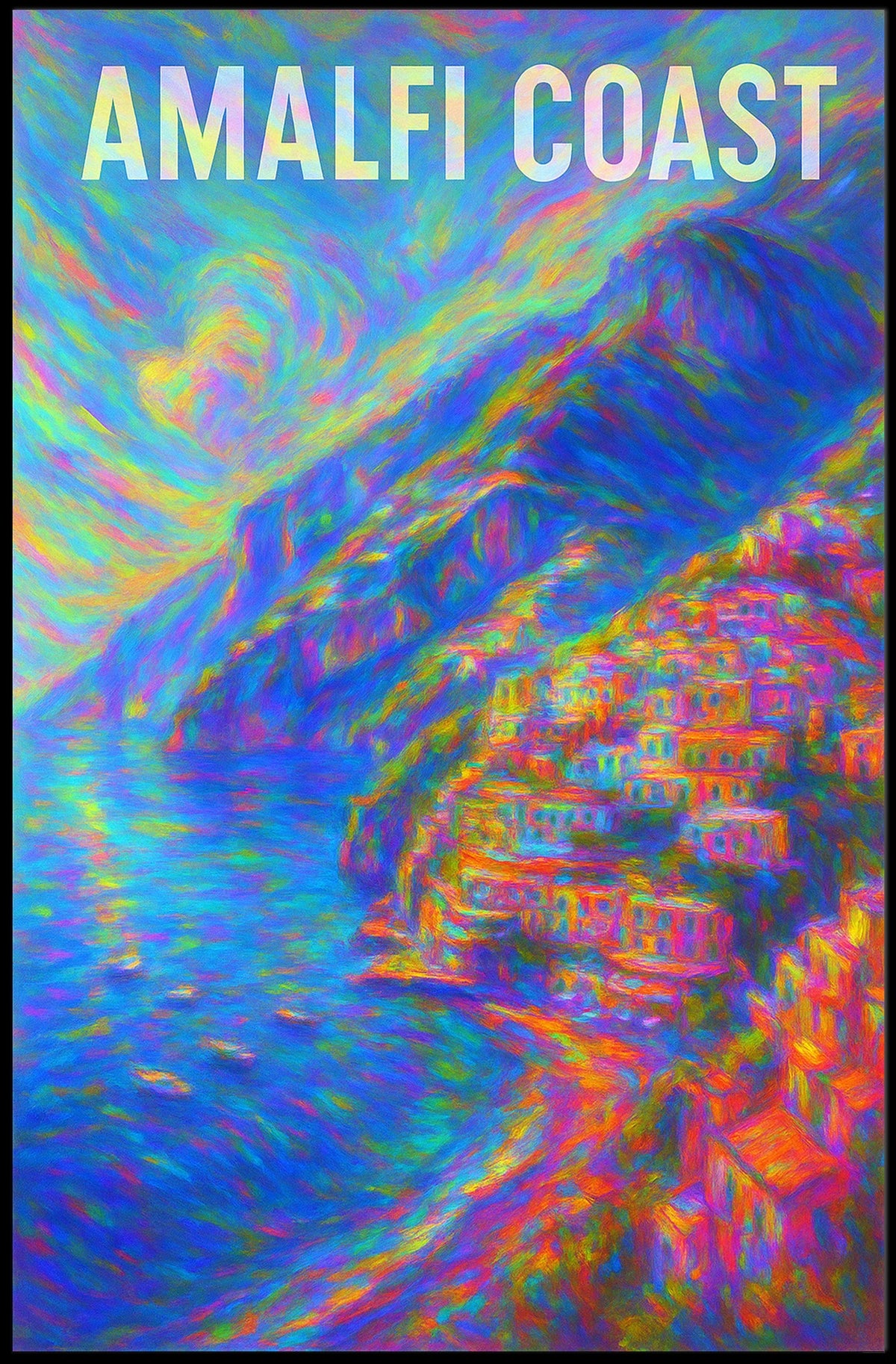 Amalfi Coast Vibrant Impression Poster For Home Decor