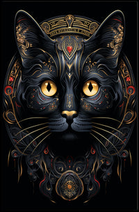 Mystical Golden-Eyed Cat Art Print Animal Poster