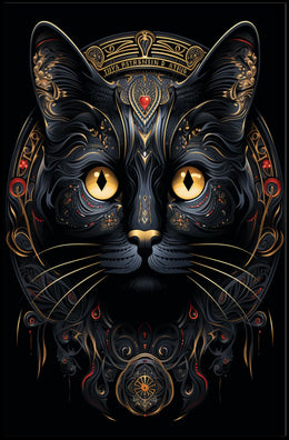 Mystical Golden-Eyed Cat Art Print Animal Poster