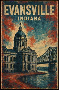 Evansville, Indiana Architectural Poster