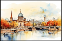 Autumn Cityscape by the River Poster