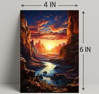 Sunset Over Canyon Poster