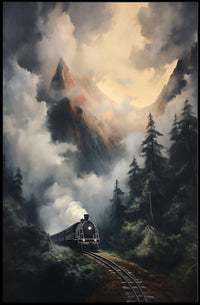 Steam Train Adventure Through Mountains - Travel Poster