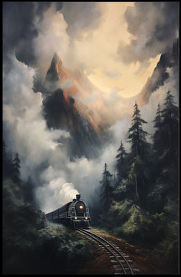 Steam Train Adventure Through Mountains - Travel Poster