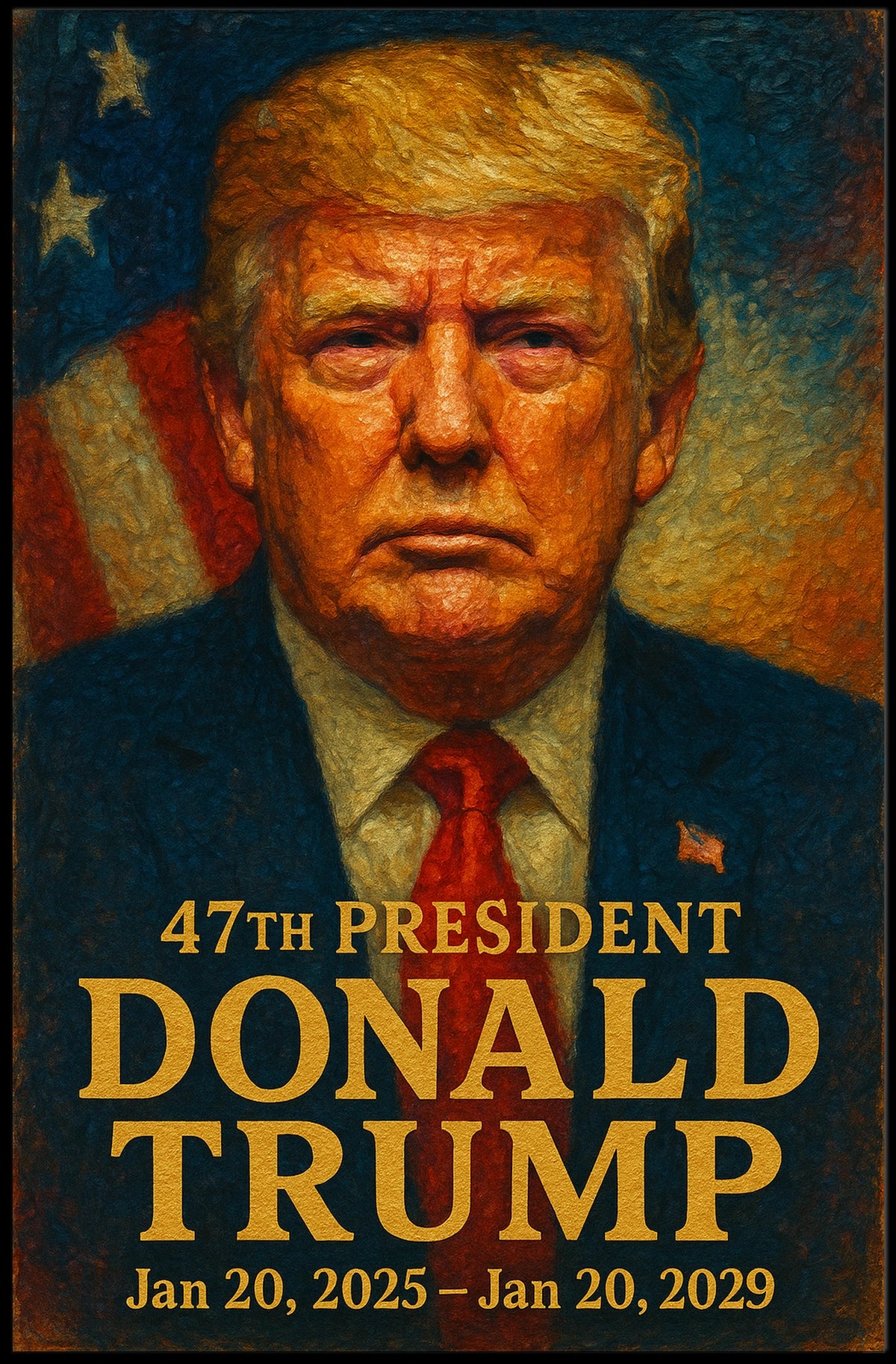 Trump Visionary Leadership Patriotic Oil Painting Poster