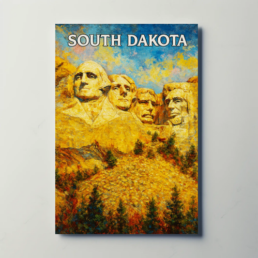 Golden Mount Rushmore Monument Closeup Travel Poster