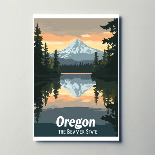 Oregon - The Beaver State Vintage Travel Poster