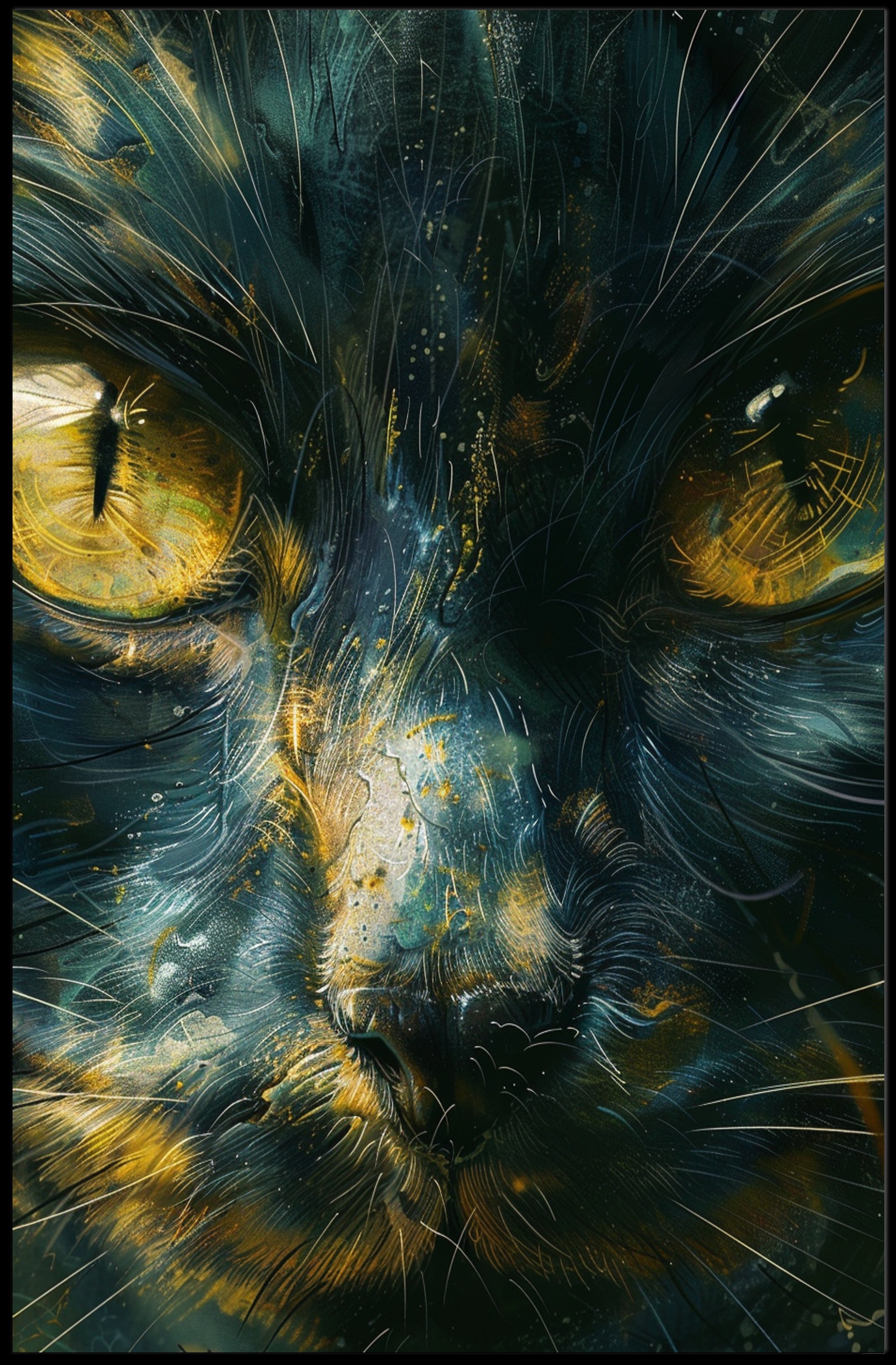 Mystical Feline Portrait Art Print Decor PosterGoat