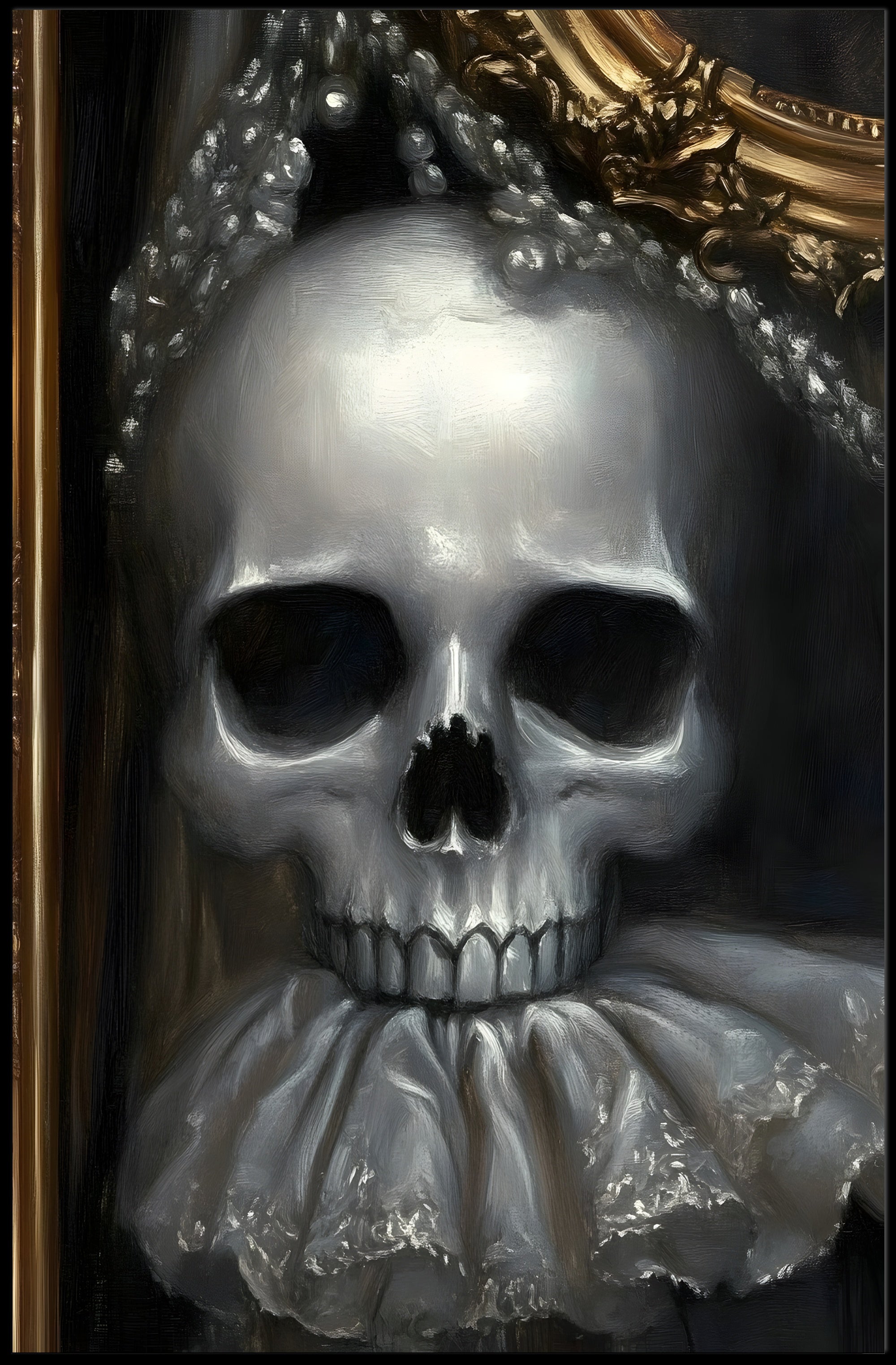 Eerie Skull with Ornate Collar: Abstract or Artistic Poster PosterGoat