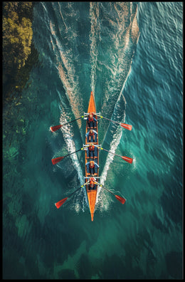 Rowing Team In Action Poster PosterGoat