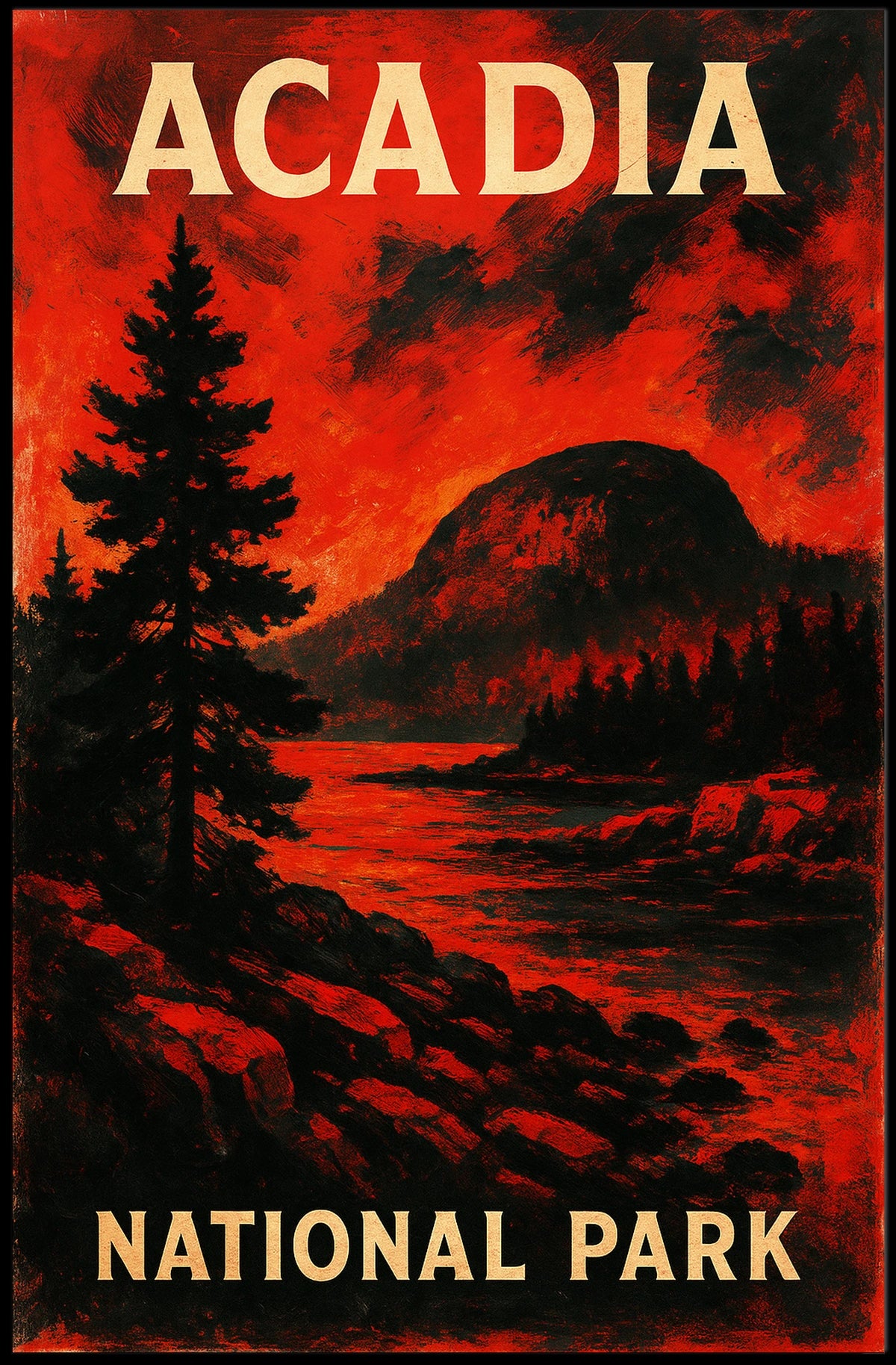 Acadia National Park Scenic Vintage Wanderlust Poster