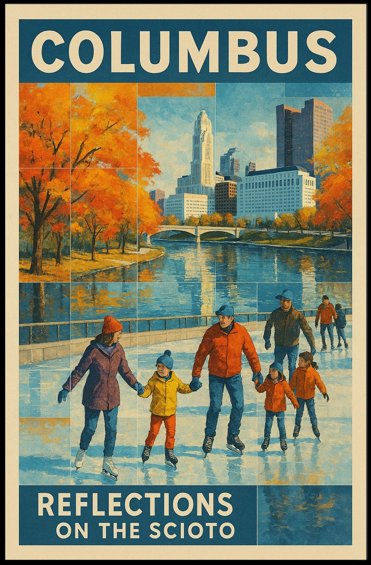 Columbus Reflections On The Scioto Poster