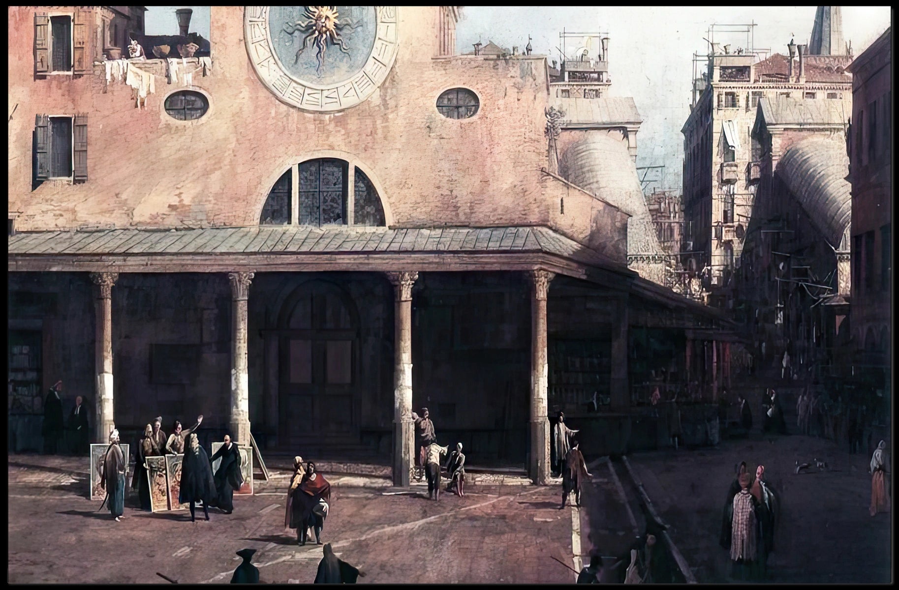 Historical City Scene Renaissance Plaza Urban or Cityscape Poster