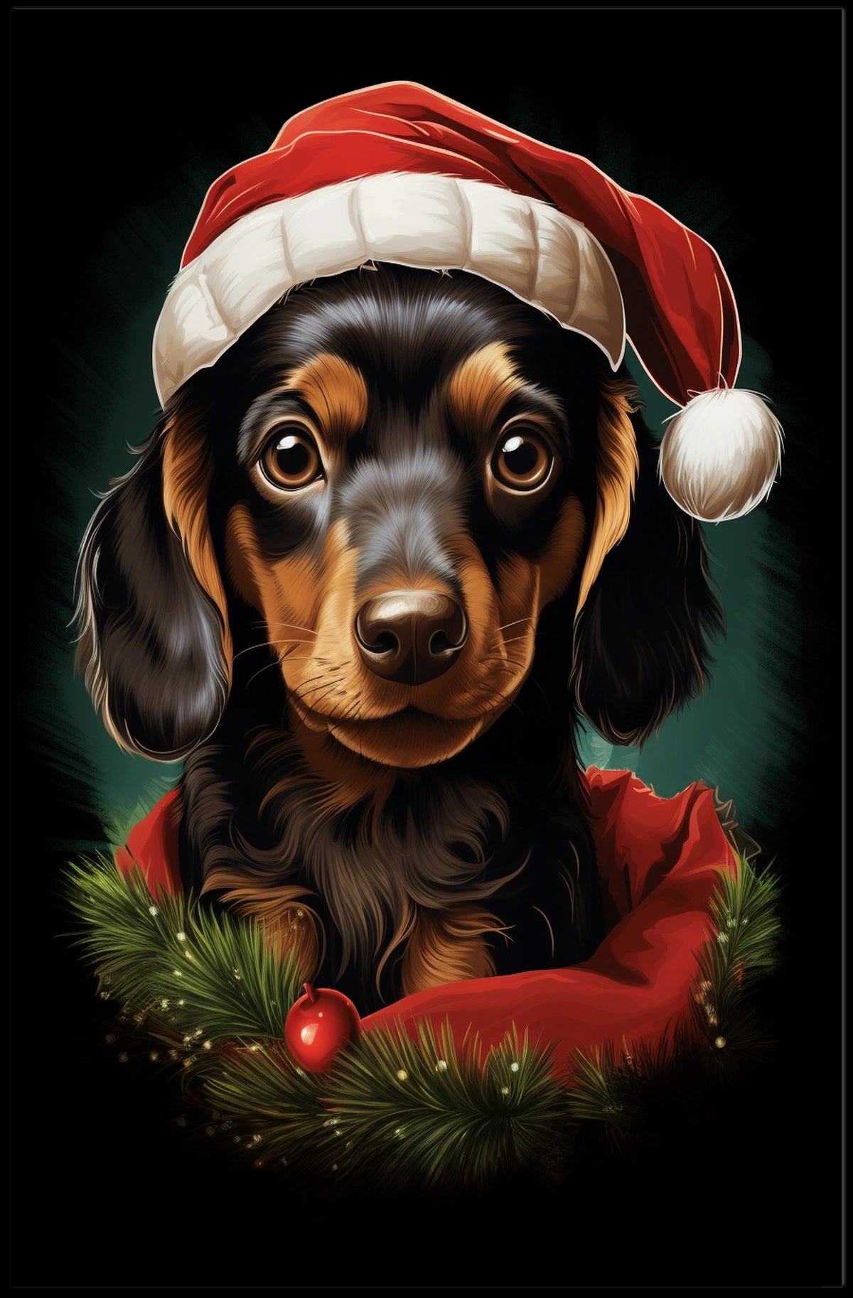 Dachshund Holiday Cheer Christmas Dog Breed Poster