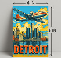 Detroit Skyline and Aviation Poster PosterGoat