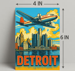 Detroit Skyline and Aviation Poster PosterGoat