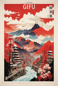 Gifu Japan Scenic Landscape Travel Poster