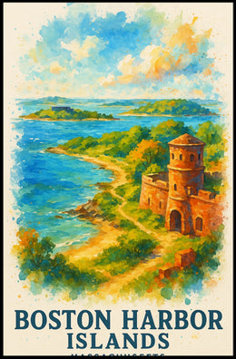 Boston Harbor Islands Vintage Travel Poster Art