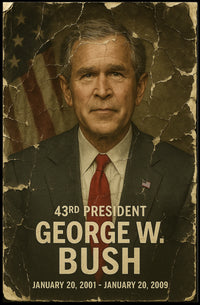 George W. Bush 43rd President of the United States Damaged Photograph Poster