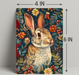 Enchanted Rabbit with Vibrant Flowers Animal Poster