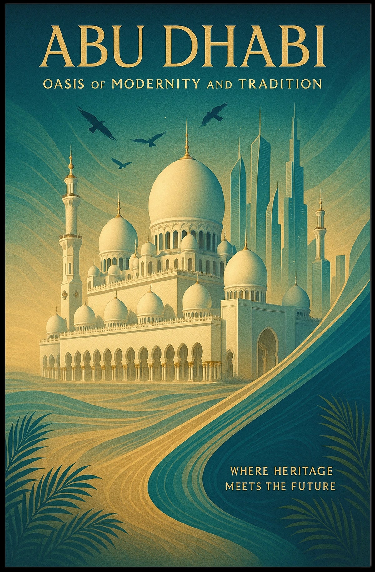 Abu Dhabi Harmony Tradition Meets Modernity Urban or Cityscape Poster