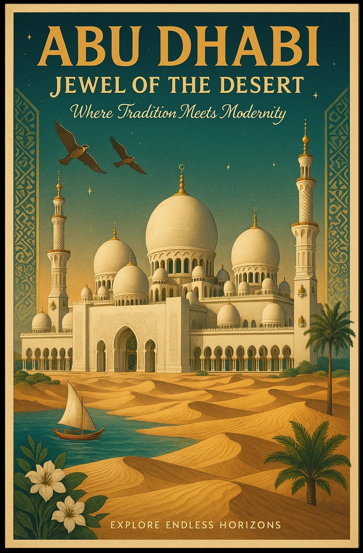 Abu Dhabi Tranquil Elegance Travel Poster