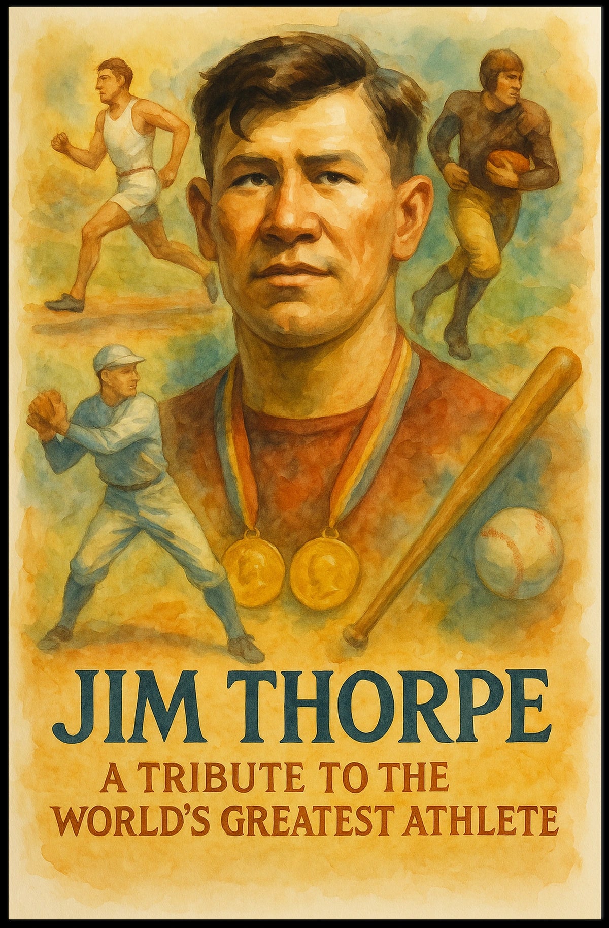 Jim Thorpe Legendary Athlete Tribute Poster