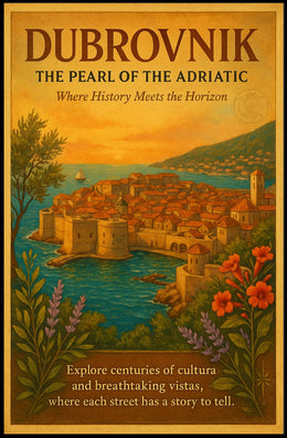 Dubrovnik Adriatic Vintage Poster Romantic Coastal Travel Poster PosterGoat