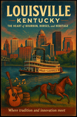 Louisville, Kentucky The Heart of Bourbon, Horses, and Heritage Poster