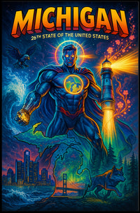Michigan Superhero Adventure Poster - Cultural or Heritage Poster