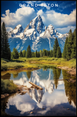 Grand Teton Travel Poster Vintage Mountain Print