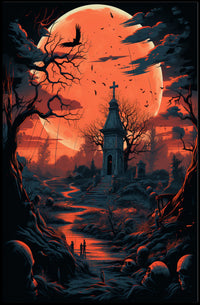Haunted Moonlit Cemetery Poster
