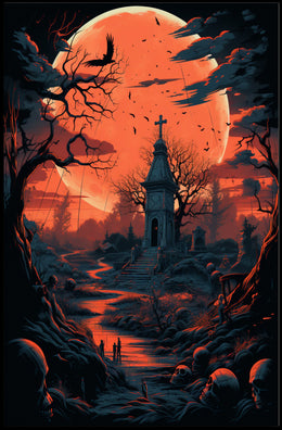 Haunted Moonlit Cemetery Poster