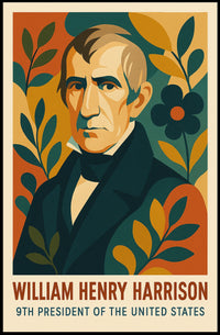 William Henry Harrison Vintage Patriotic Portrait History Inspired Minimalist Americana Heritage Poster