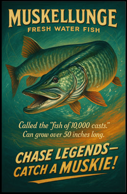 Muskellunge Adventure Vintage Fishing Poster for Anglers