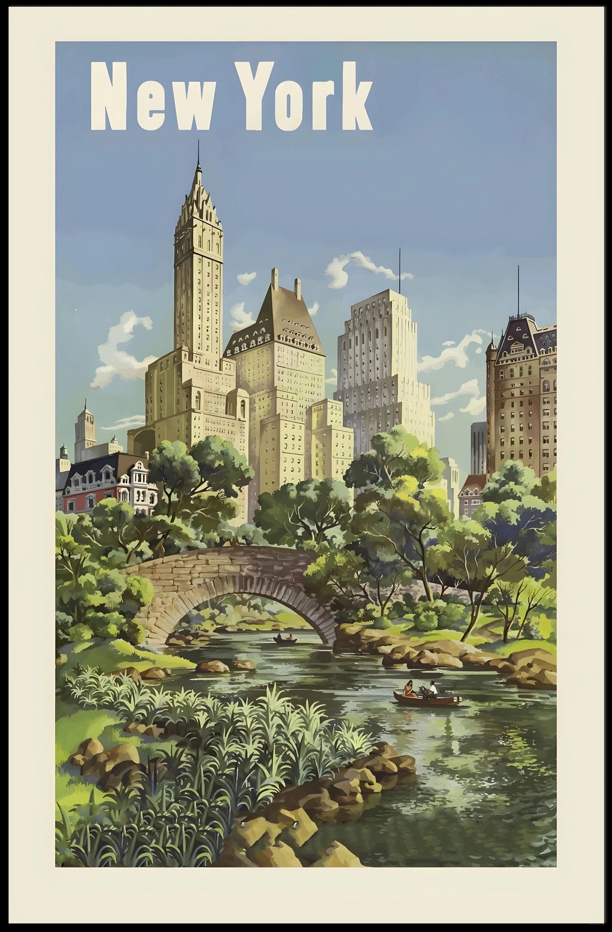 New York City Urban Cityscape Poster Vintage Wall Art