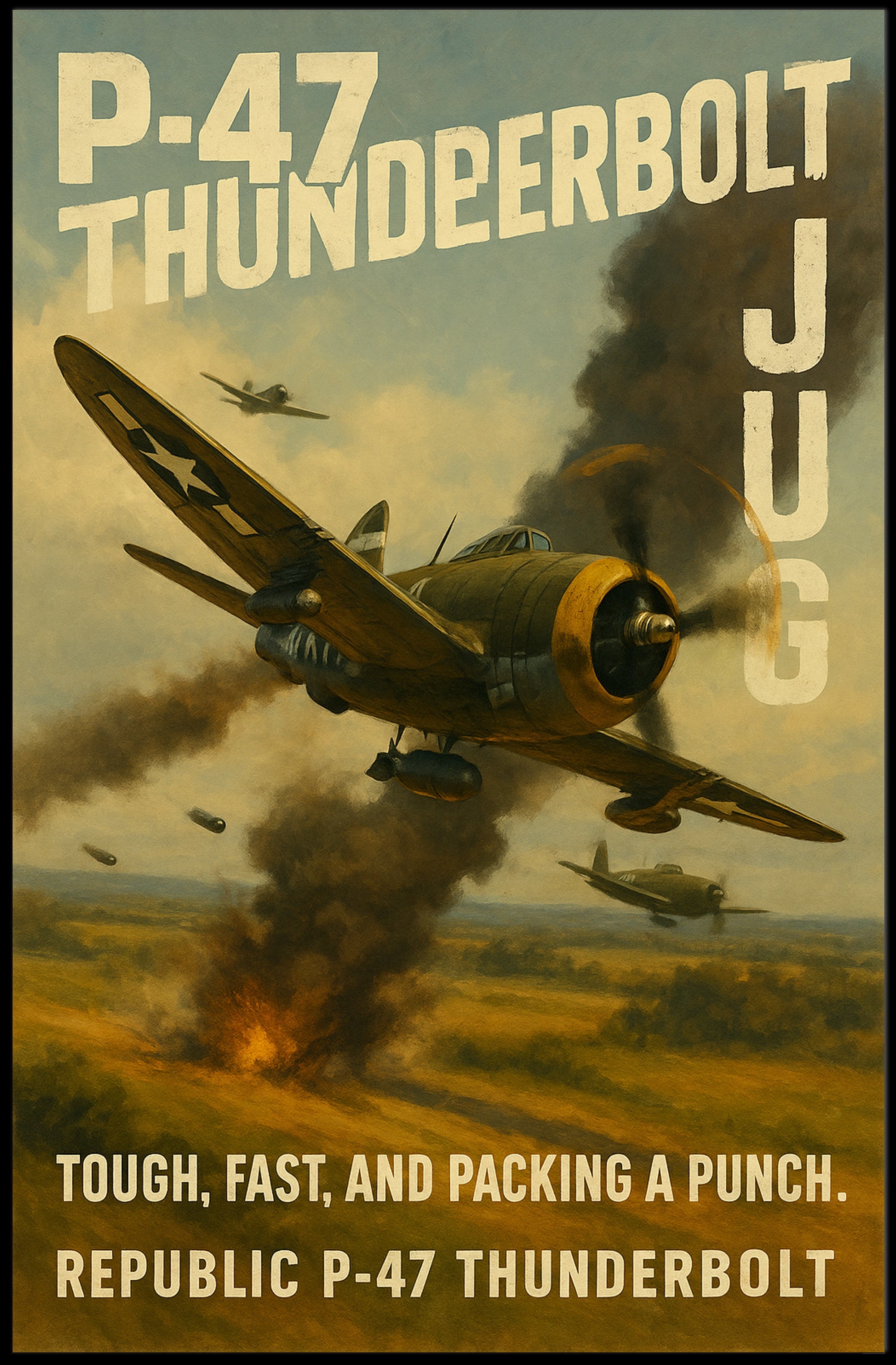 Republic P-47 Thunderbolt Fighter WWII Poster