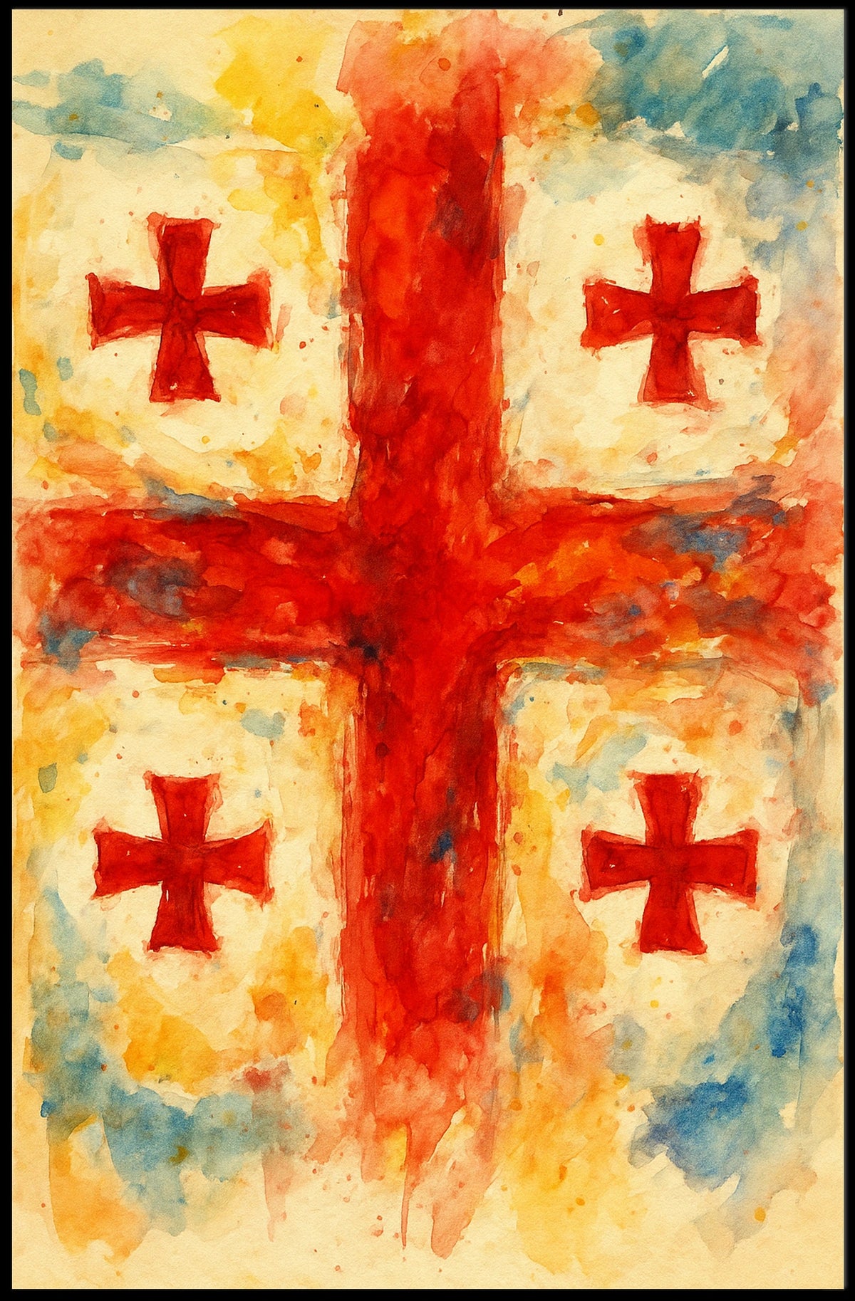 Vibrant Crosses Abstract Watercolor Poster