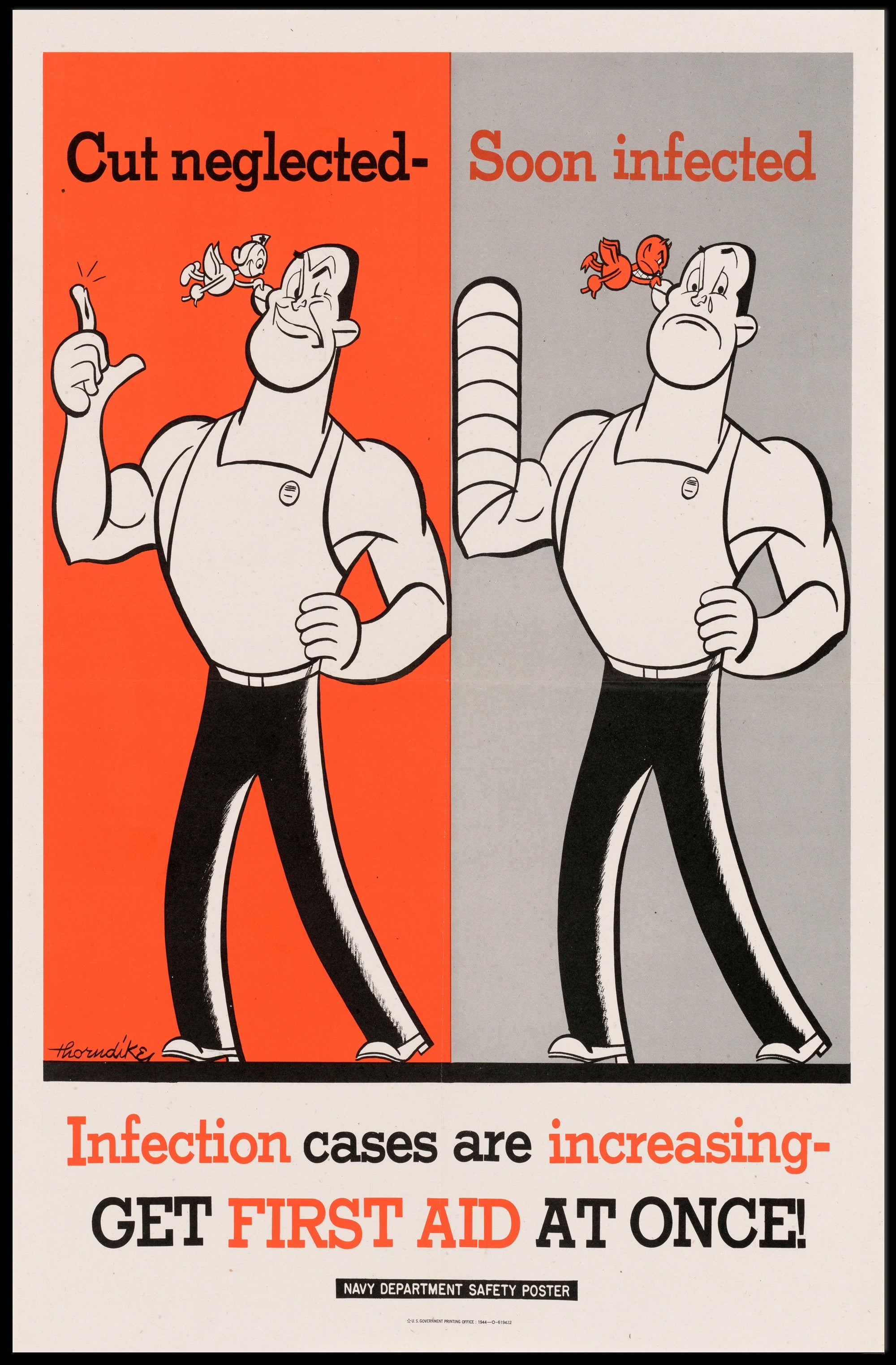 Vintage Navy Department First Aid WWII Poster
