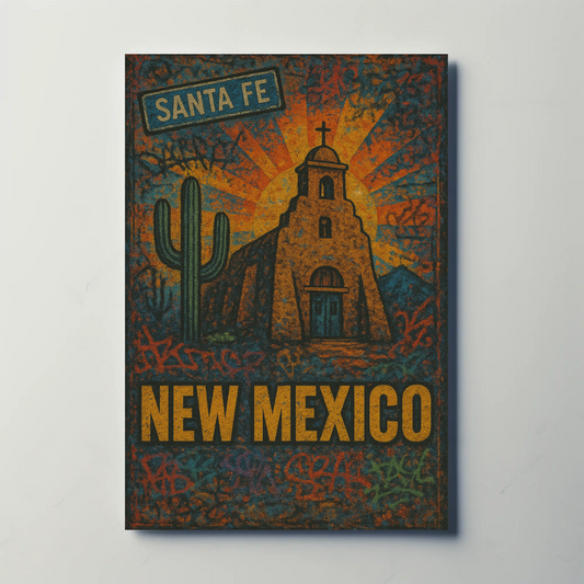 Santa Fe New Mexico Cactus Travel Poster