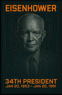 Dwight D. Eisenhower 34th President of the United States Techno Schematic Poster