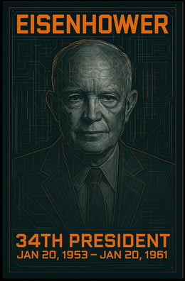 Dwight D. Eisenhower 34th President of the United States Techno Schematic Poster