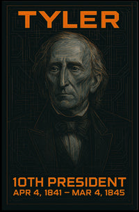 John Tyler 10th President of the United States Techno Schematic Poster