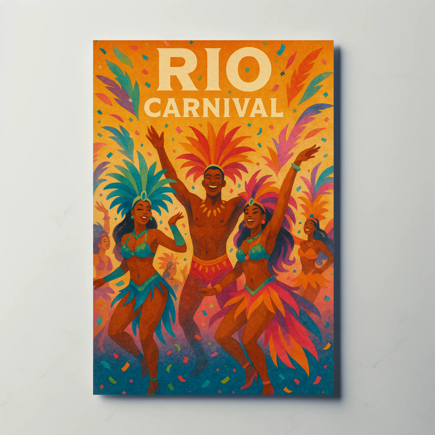 Rio Carnival Dancers Celebration Travel Poster