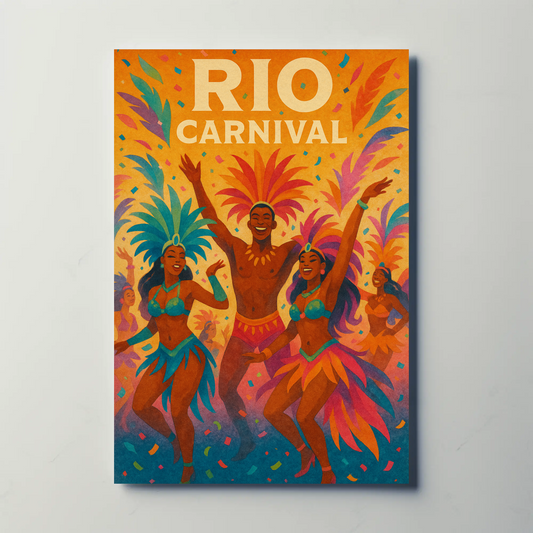 Rio Carnival Dancers Celebration Travel Poster