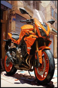 Vibrant Urban Motorcycle Poster PosterGoat