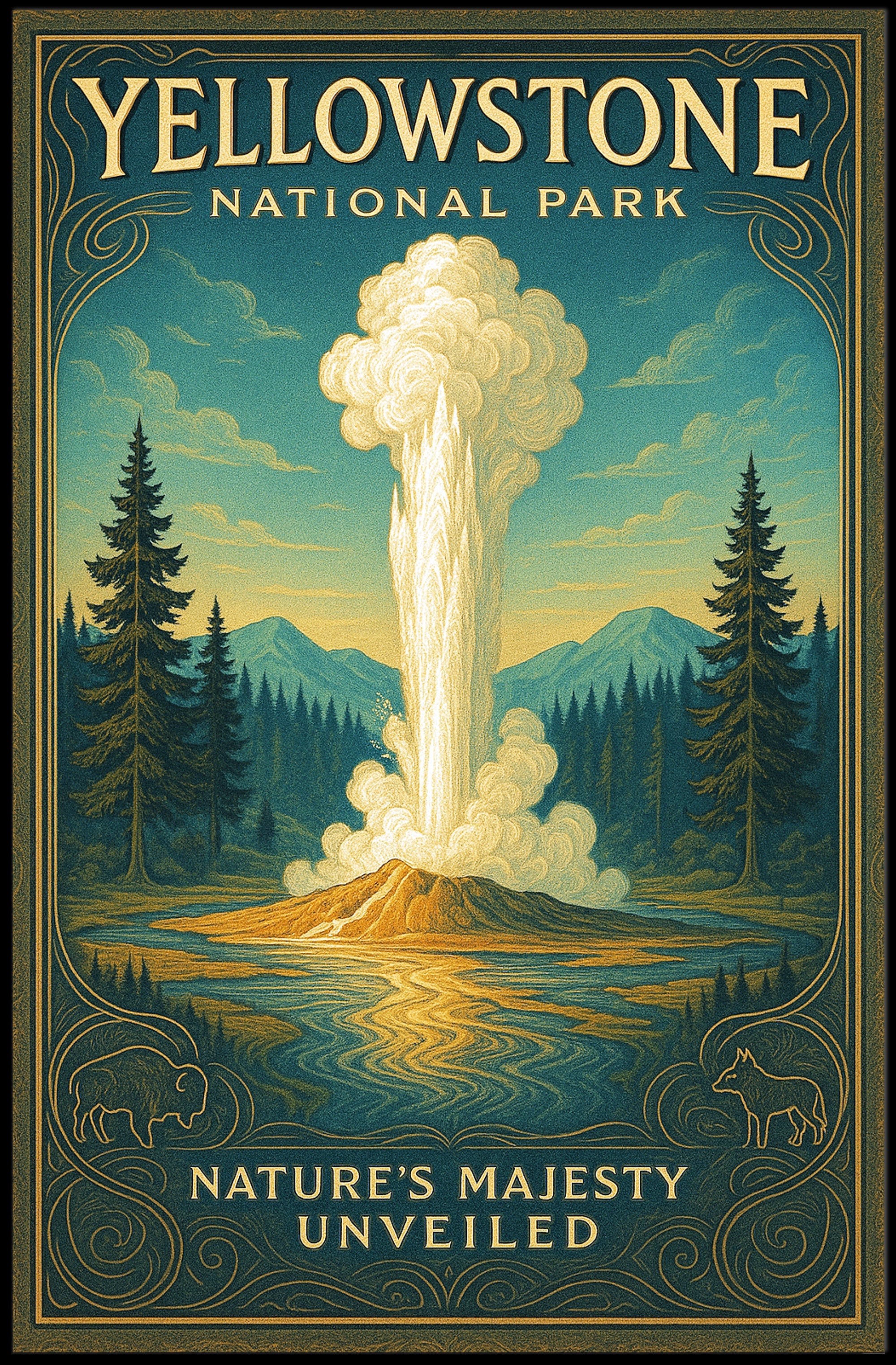 Yellowstone National Park Nature's Majesty Unveiled Poster PosterGoat