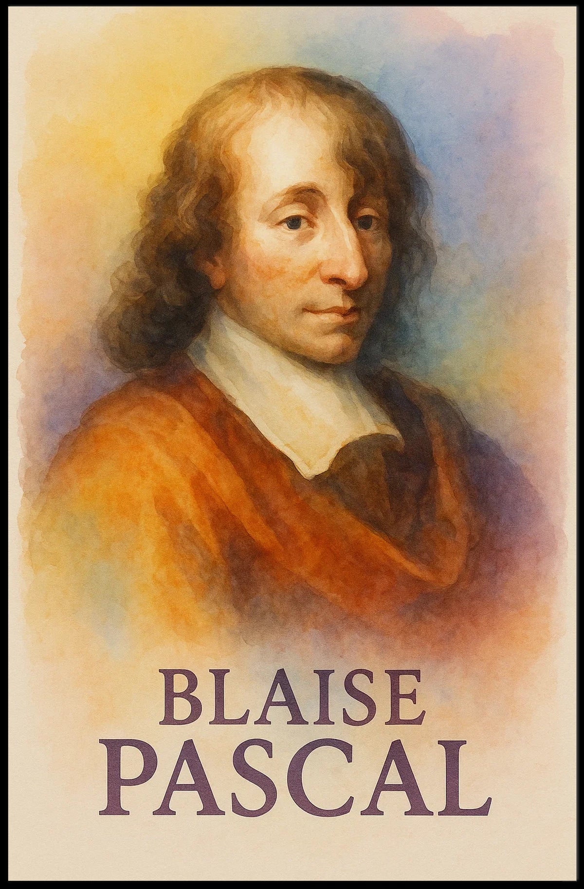 Blaise Pascal Portrait for Historical or Presidential Poster