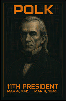 James K. Polk 11th President of the United States Techno Schematic Poster